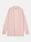  Women's Peach Blush Cashmere Open-Front Cardigan detail view on white background