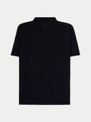 Men's Black Cashmere Silk Half-Zip Polo Top back view on white background