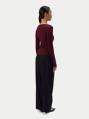 Back view of the CashmereTech Ultralight Jersey in Zinfandel on a model