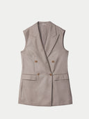 Cashmere vest with double-breasted design on a white background #color_taupe