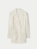 Women's White single-breasted cashmere blazer  detail view on white background