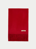 Pure Cashmere Warmth Woven Scarf Red  detail view on white background