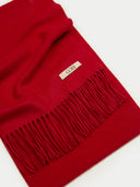 Pure Cashmere Warmth Woven Scarf Red  detail view on white background