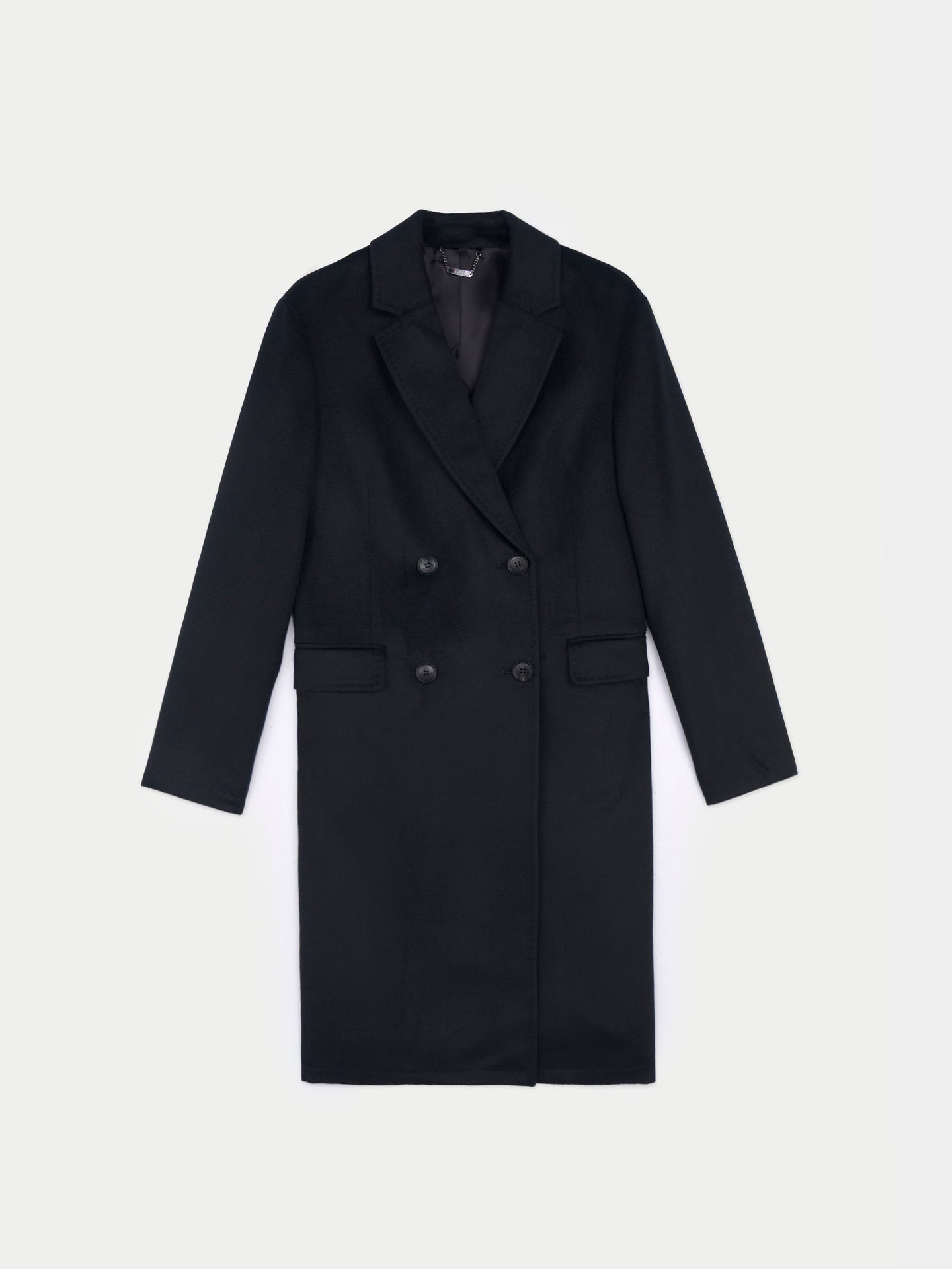 Women's Notch Lapel Midi-Length Cashmere Coat Black - Gobi Cashmere