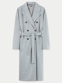 Women's Double Cashmere Breasted Long Coat Vapor Blue detail view on white background