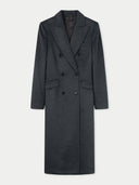Women's Cashmere Peak Lapel Long Coat Charcoal  detail view on white background