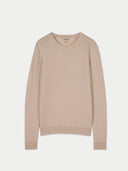 Women's Ivory White Cashmere Crewneck Sweater detail view on white background 