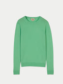 Women's Green Ash Cashmere Crewneck Sweater  detail view on white background