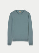 Women's Cloud Blue Cashmere Crewneck Sweate detail view on white background