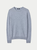 Women's Grey Cashmere Essential Crew Neck Sweater detail view on white background