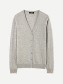 Women's Grey Cashmere V-Neck Cardigan detail view on white background
