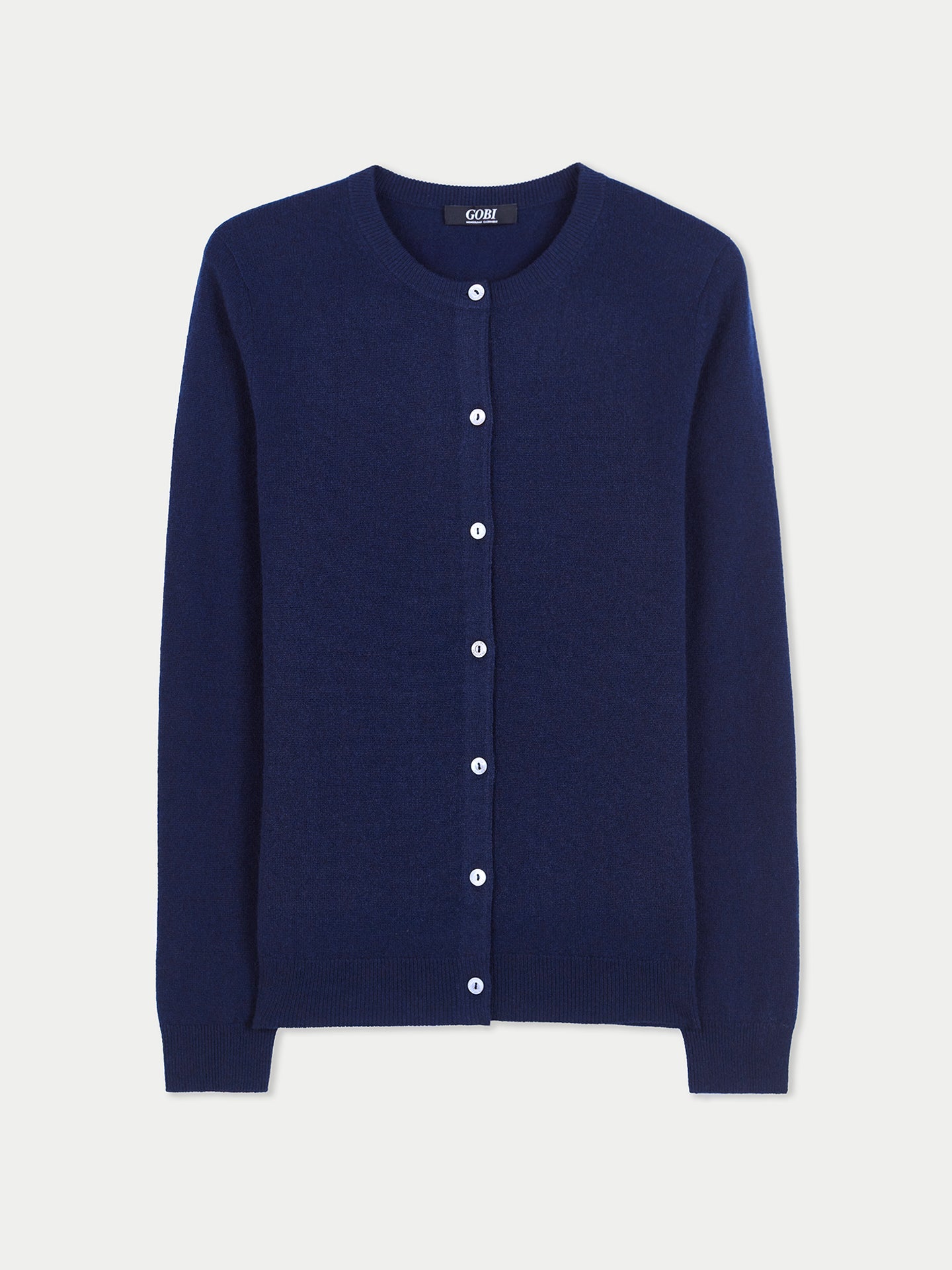 Navy Blue Crew Neck Cashmere Cardigan for Women