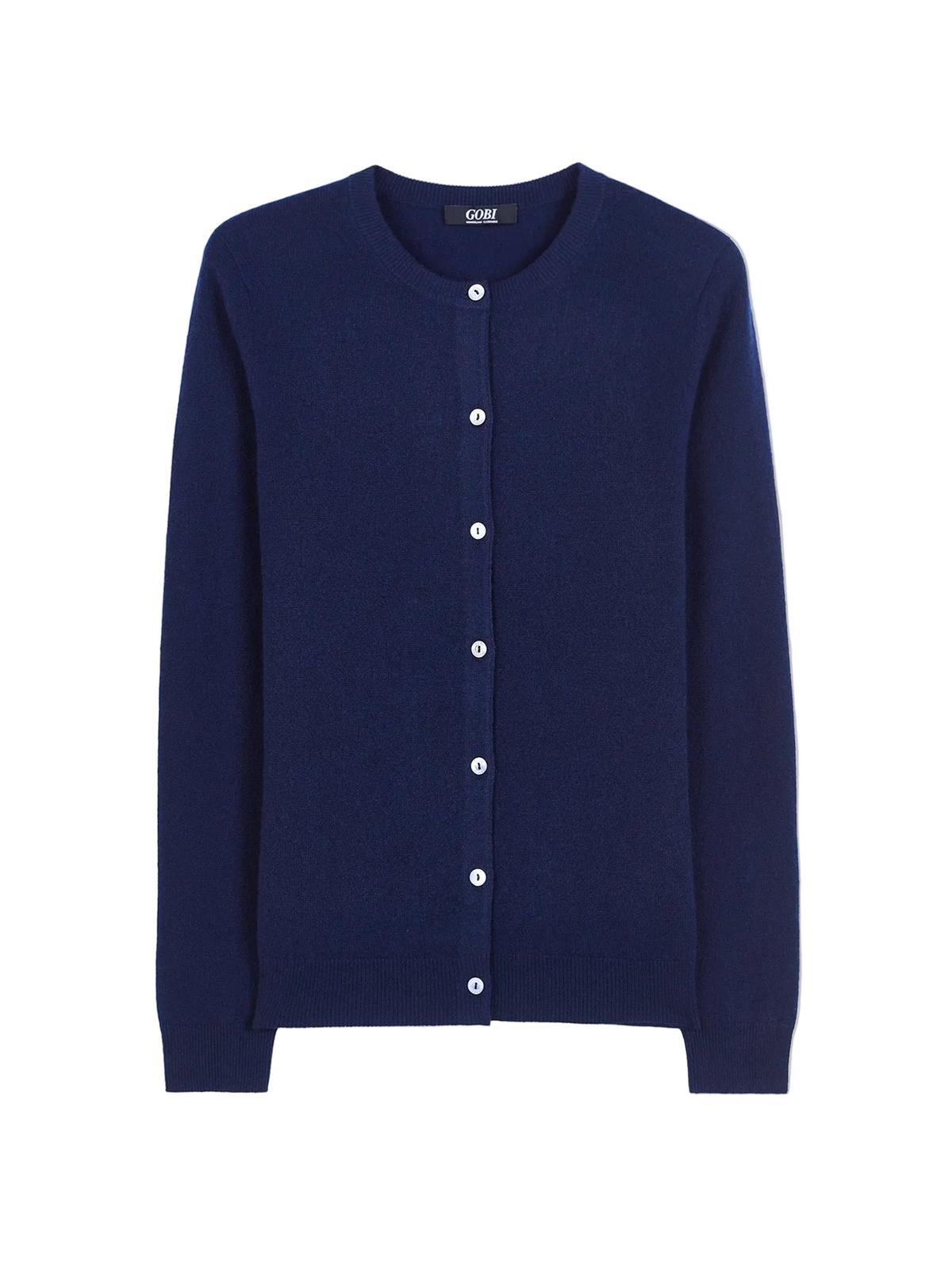 Navy Blue Crew Neck Cashmere Cardigan for Women
