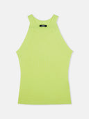 Green cashmere tank top with label on a white background #color_lime-yellow