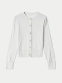 Women's Cashmere Silk Buttoned Cardigan Whisper White detail view on white background