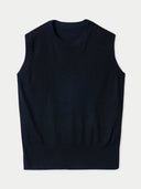 Women's Cashmere Silk Sleeveless Top Black  detail view on white backround