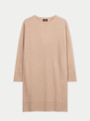 Women's Seamless Crewneck Cashmere Dress Beige detail view on white background