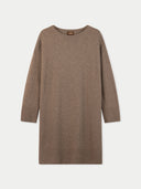 Women's Seamless Crewneck Cashmere Dress Taupe detail view on white background