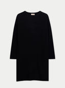 Women's Seamless Crewneck Cashmere Dress Black detail view on white background