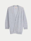 Women's Relaxed-Fit Cashmere Cardigan Grey detail view on white background