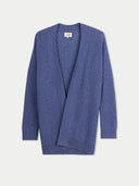 Women's Ajour Knit Open-Front Cashmere Cardigan Crown Blue detail view on white background