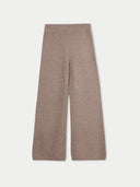 Women's Wide-Leg Ajour Knit Cashmere Pants Taupe detail view on white background