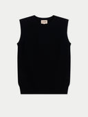Timeless Cashmere Crewneck Vest Black - Gobi Cashmere