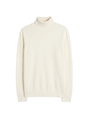 Timeless Natural Color Cashmere Turtleneck Sweater in off-white, lightweight and ultra-soft, ideal for layering.