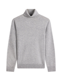 Timeless Cashmere Turtleneck Sweater in light gray, crafted from genuine Mongolian cashmere for elegance and warmth.