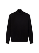 Timeless Cashmere Turtleneck Sweater in black, featuring an upgraded fit and ultra-soft Mongolian cashmere.