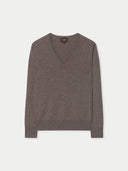 Timeless Organic Cashmere V-Neck Sweater Taupe - Gobi Cashmere