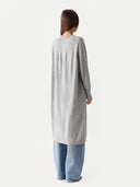 Women’s Cashmere Side-Slit Maxi Dress High Rise worn by model back view on white background