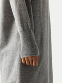 Women’s Cashmere Side-Slit Maxi Dress High Rise worn by model detail view on white background