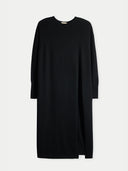 Women’s Cashmere Side-Slit Maxi Dress Black front view on white background
