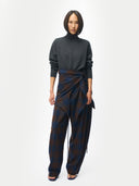 Women's Charcoal Cropped High-Neck Cashmere Sweater worn by model, front view on white background