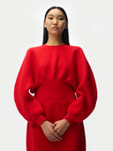 Cashmere Sculptural Dress Fiery Red - Gobi Cashmere