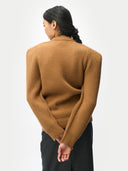 Sculpted-Shoulder Cashmere Sweater Camel Brown Color