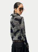 Rope Knot Print Cashmere Silk Sweater Black - Gobi Cashmere #color_graphite-black