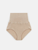 Beige high-waisted knitted underwear on a white background #color_beige