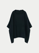 Women's Boat-Neck Cashmere Poncho Black  detail view on white background
