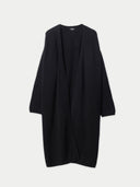 Women's Long Maternity Cashmere Robe Black  detail view on white background