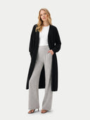Over Bump Maternity Cashmere Knit Pants Grey worn by model, front view on white background
