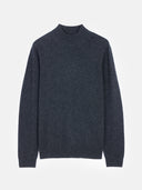 Men's Charcoal Cashmere Stand-Up Collar Sweater detail view on white background