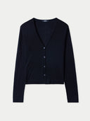 Women's Lightweight Cashmere Silk Cardigan Black detail view on white background