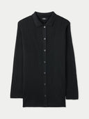 Women's Silk Cashmere Cardigan Black  detail view on white background