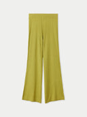 Women's Rib-Knit Silk Cashmere Blend Pants Dark Citron detail view on white background