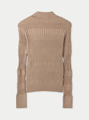 Beige ribbed cashmere sweater on a light beige background #color_taupe-brown