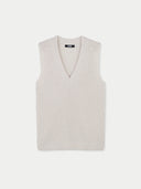 Light gray ribbed knit vest on a white background. #color_pure-white