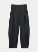Barrel-Leg Cashmere Pants Black detail view on white background