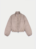 Beige puffer cashmere jacket on a light gray background #color_taupe